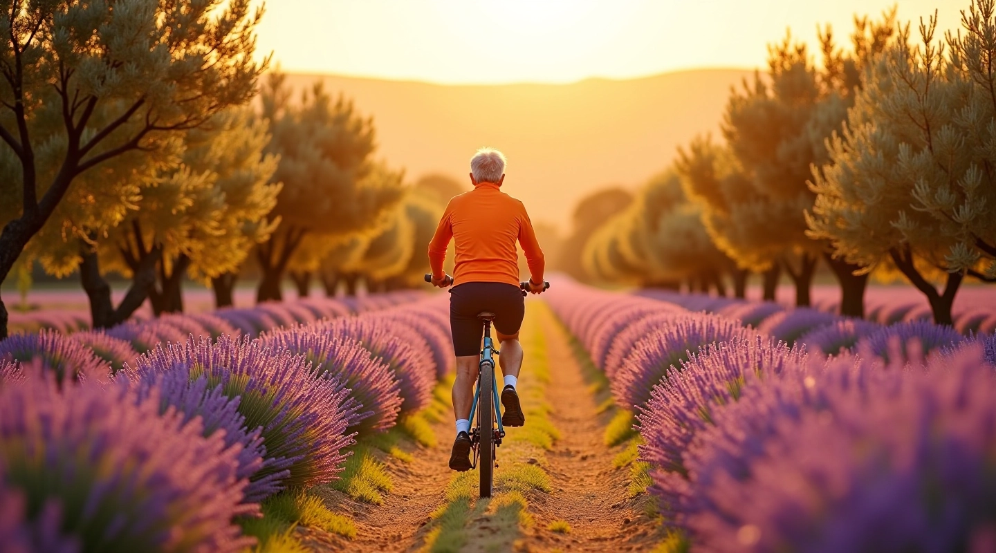 Ruta de ciclismo entre olivares y campos de lavanda en Aimogasta